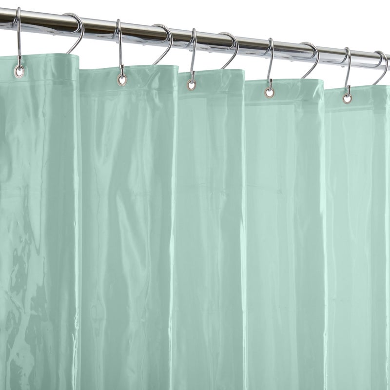 Bath Bliss PVC Heavy Weight Shower Curtain Liner | 4G | 70"x72" | Rust Resistant Copper Grommets | Magnetic Hem | Mint Green - Image 1